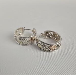 C.CO Signed Sterling Silver/12k Gold Black Hills Earrings